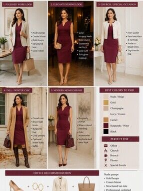 Michael Kors Berry V-Neck Ribbed-Waist Midi Dress